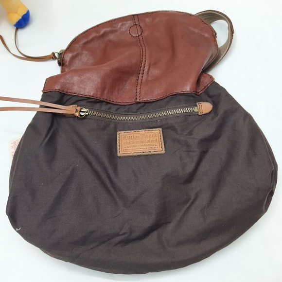 Lucky Brand Brown Leather Front Pockets Zipper Closure Shoulder Bag - Picture 10 of 13